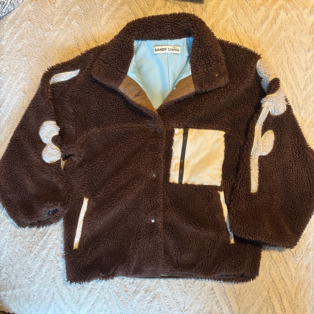 Sandy Liang Delphine Brown Jacket Fleece S